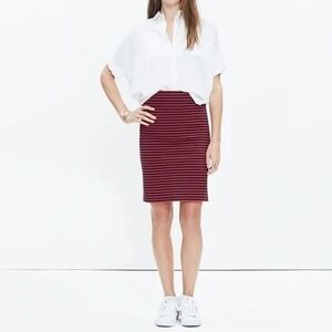 Madewell City Skirt Red Navy Sailor Stripe Womens S Stretch Mini Nautical!!